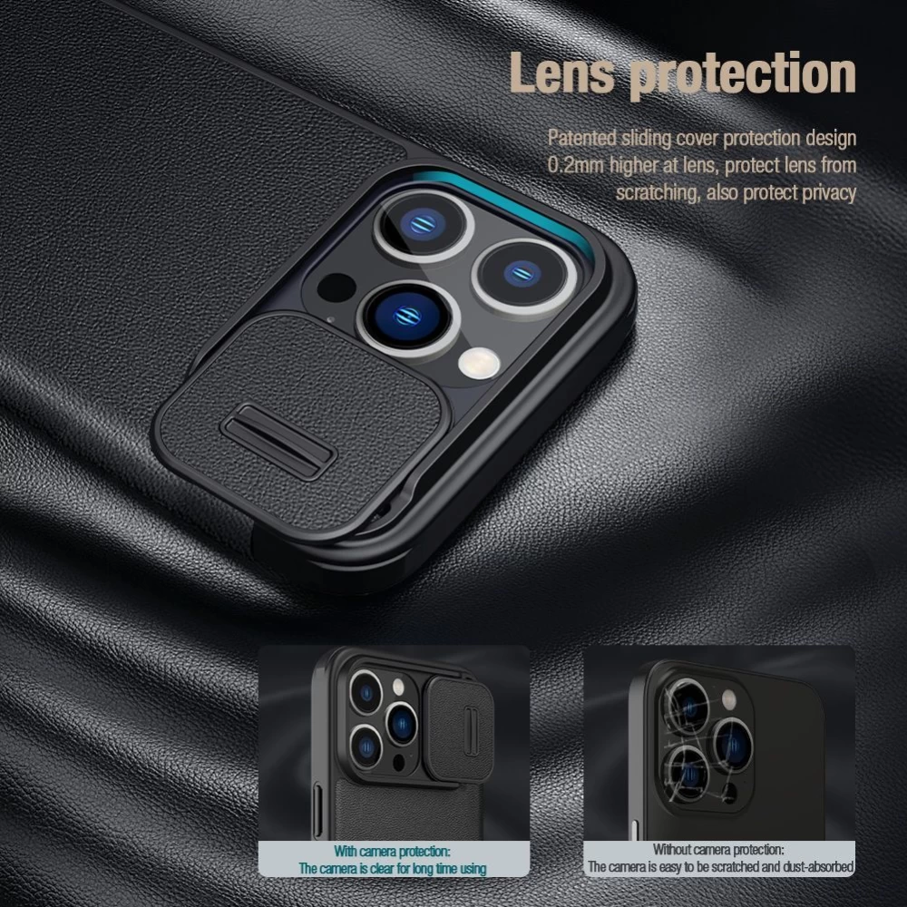Apple iPhone 13 Pro dėklas pilkas Nillkin Qin Leather (Cloth Version)