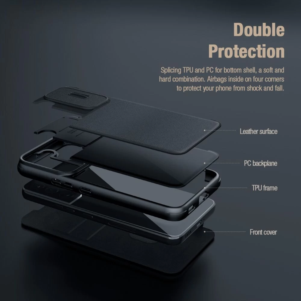 Apple iPhone 13 Pro dėklas pilkas Nillkin Qin Leather (Cloth Version)