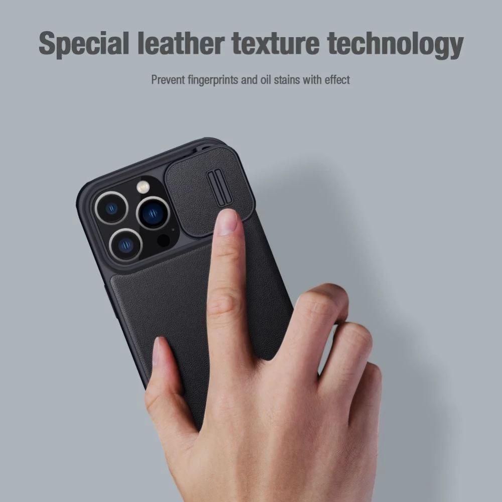 Apple iPhone 13 Pro dėklas pilkas Nillkin Qin Leather (Cloth Version)