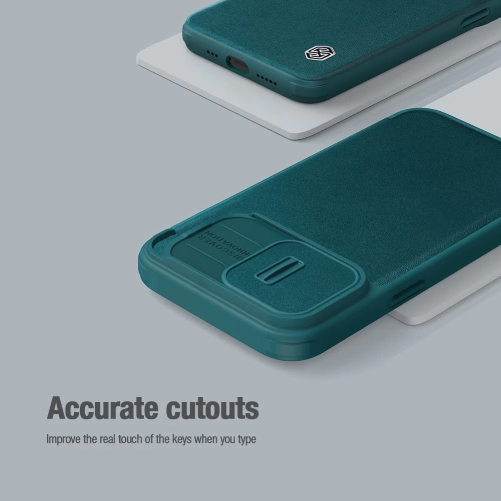 Apple iPhone 13 Pro dėklas pilkas Nillkin Qin Leather (Cloth Version)