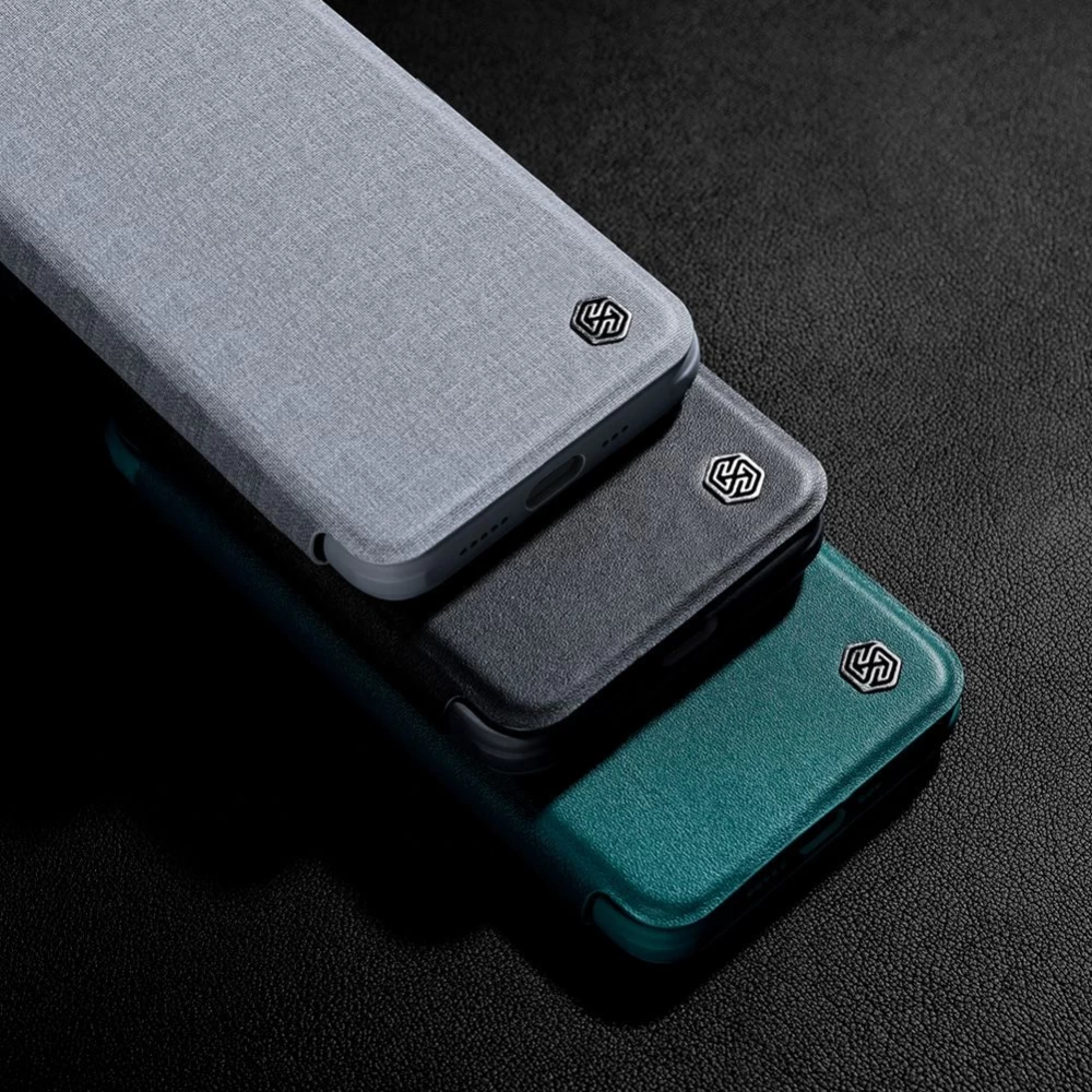 Apple iPhone 13 Pro dėklas pilkas Nillkin Qin Leather (Cloth Version)