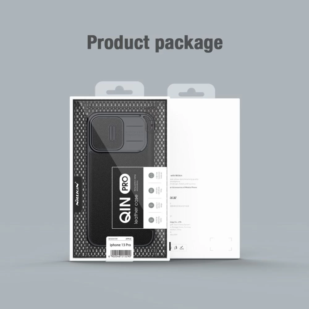Apple iPhone 13 Pro dėklas pilkas Nillkin Qin Leather (Cloth Version)