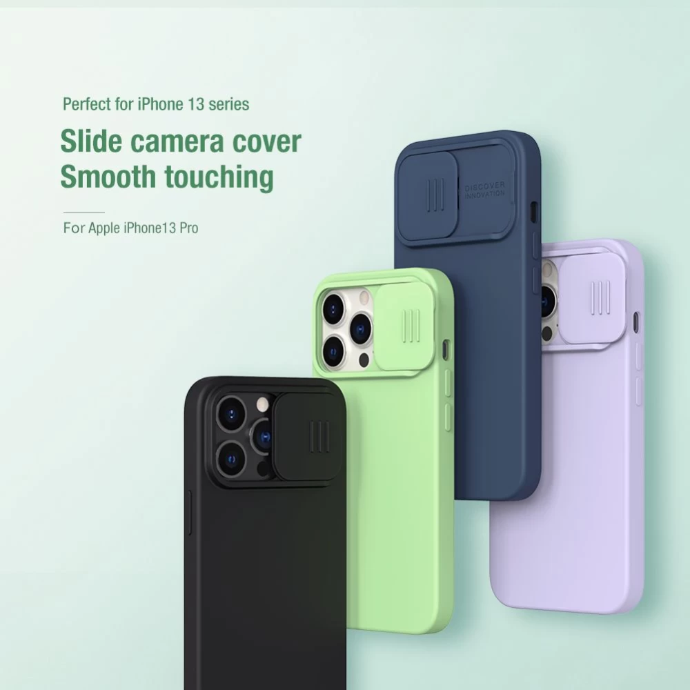 Apple iPhone 13 Pro ümbris sinine Nillkin CamShield Silky Magnetic Silicon 