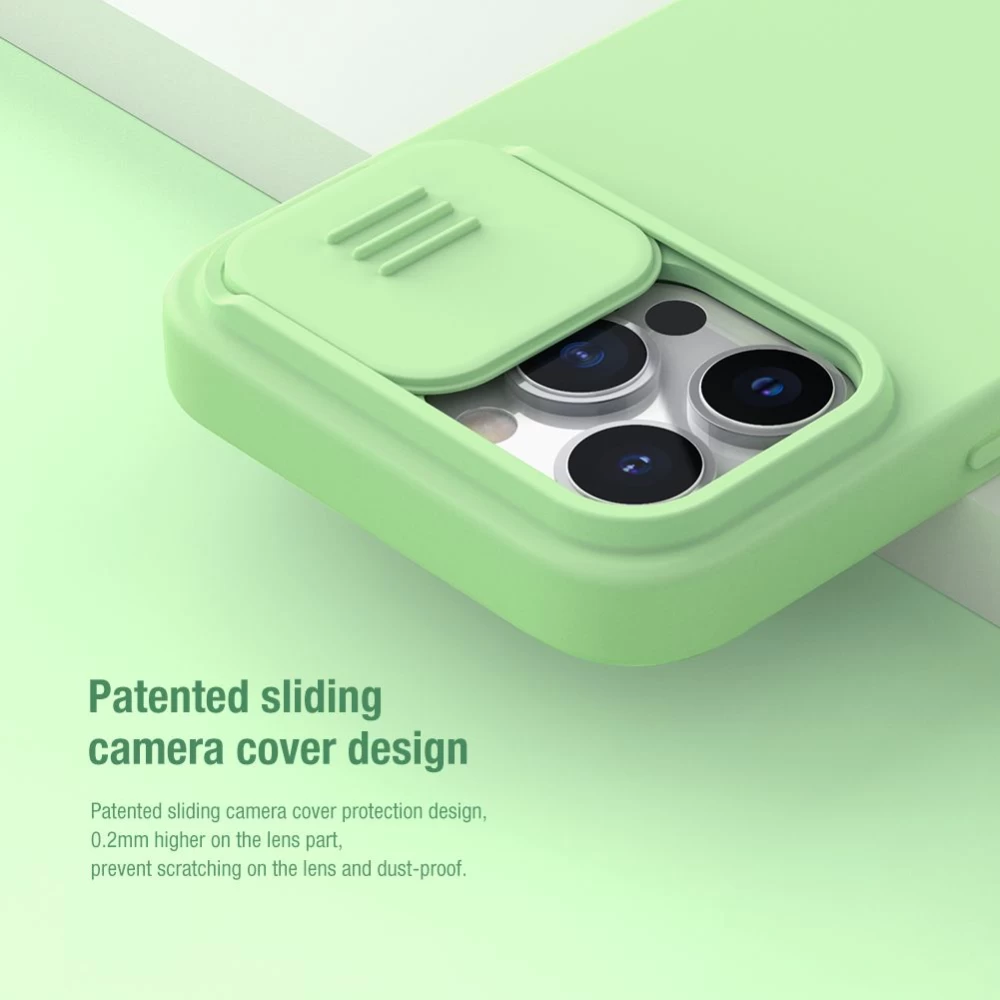 Apple iPhone 13 Pro ümbris sinine Nillkin CamShield Silky Magnetic Silicon 