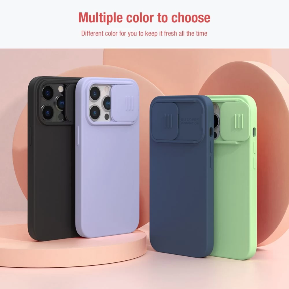Apple iPhone 13 Pro ümbris sinine Nillkin CamShield Silky Magnetic Silicon 