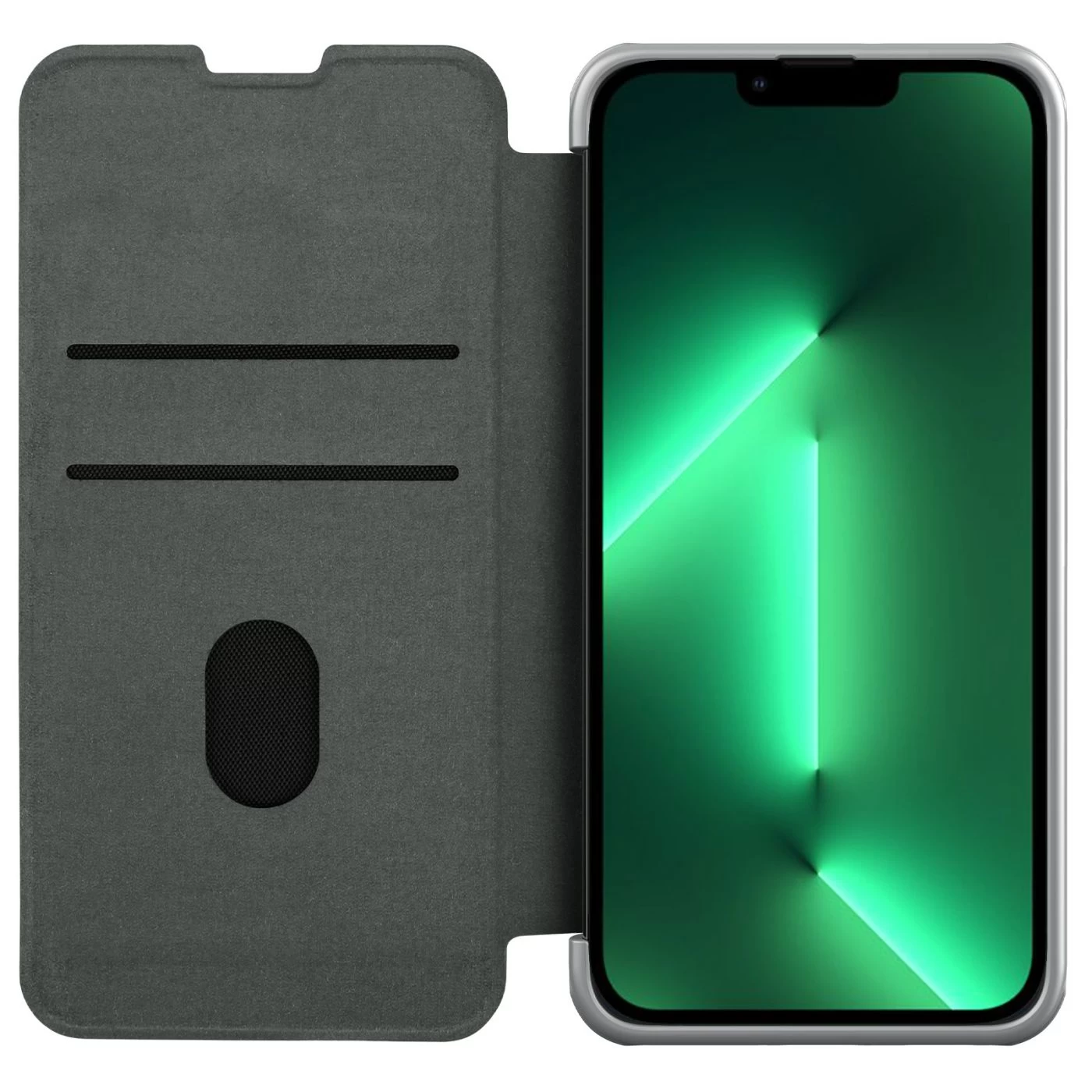 Apple iPhone 13 Pro dėklas pilkas Nillkin Qin Leather (Cloth Version)