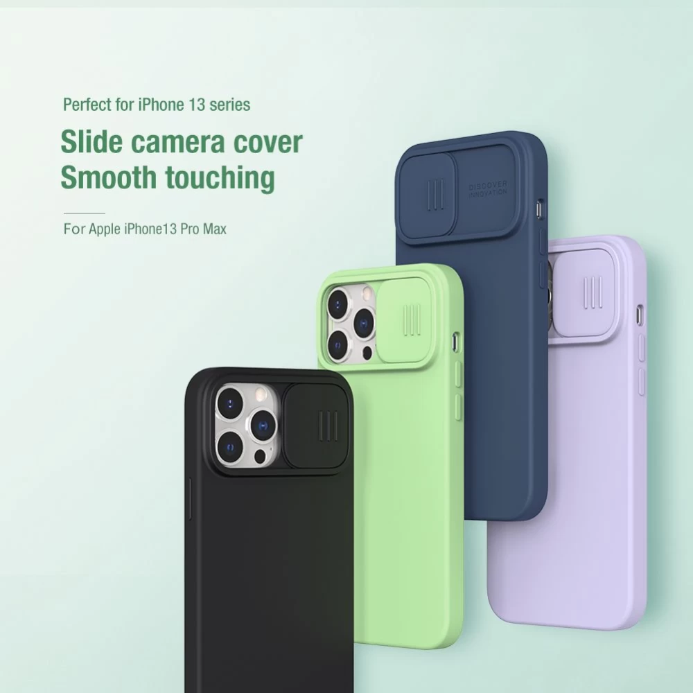 Apple iPhone 13 Pro Max vāciņš melns Nillkin CamShield Silky Magnetic Silicon 