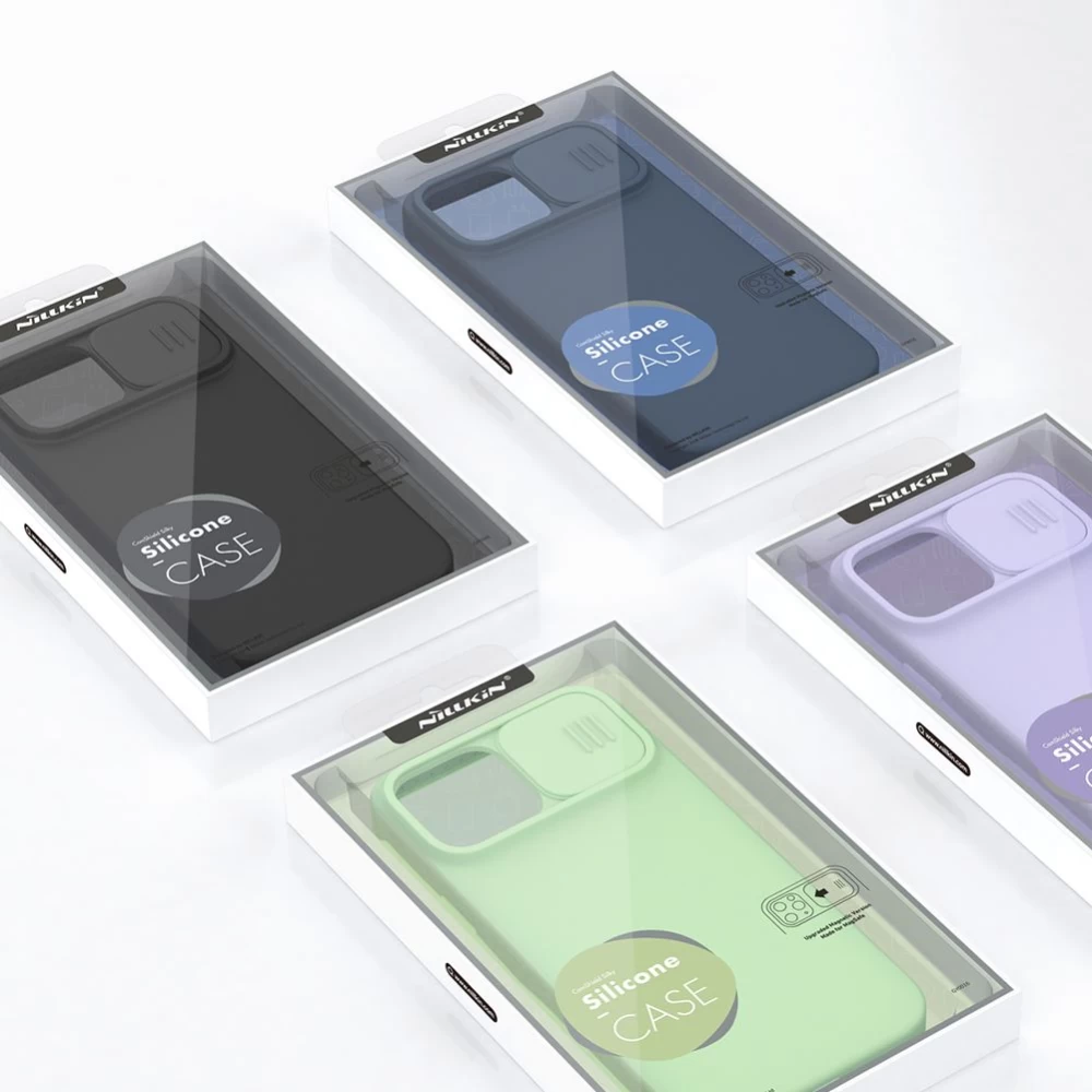 Apple iPhone 13 Pro Max skal grön Nillkin CamShield Silky Silicon 
