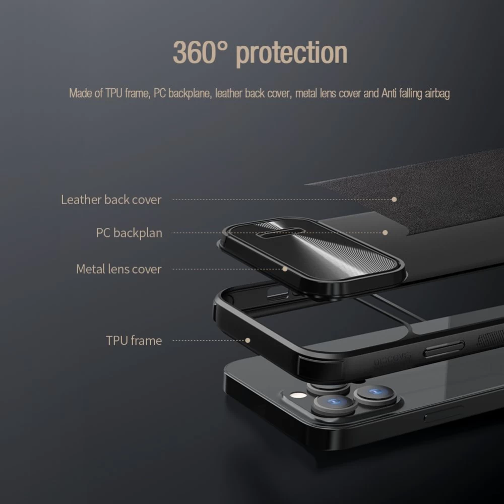 Apple iPhone 13 Pro Max чехол синий Nillkin CamShield Leather S
