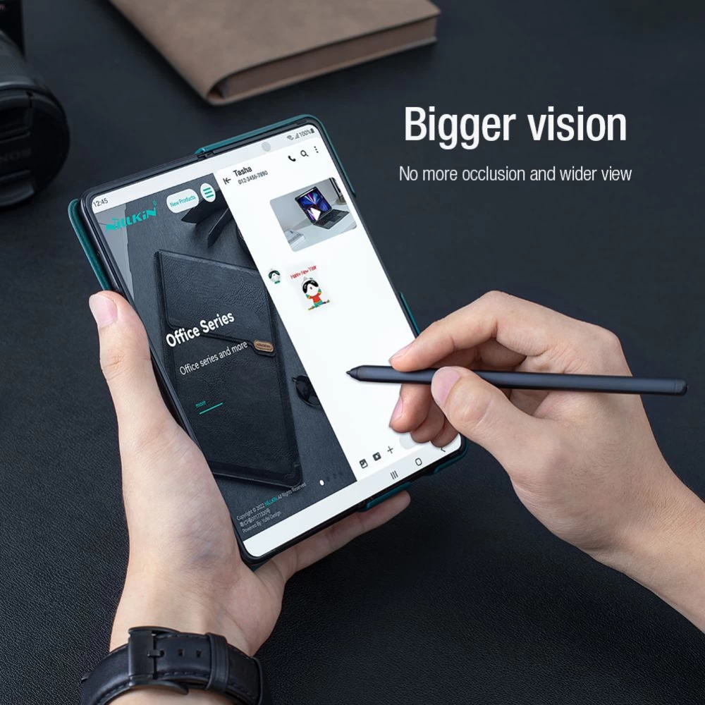 Samsung Galaxy Z Fold 3 kaaned roheline Nillkin Qin Leather (Vegan Leather) 5G