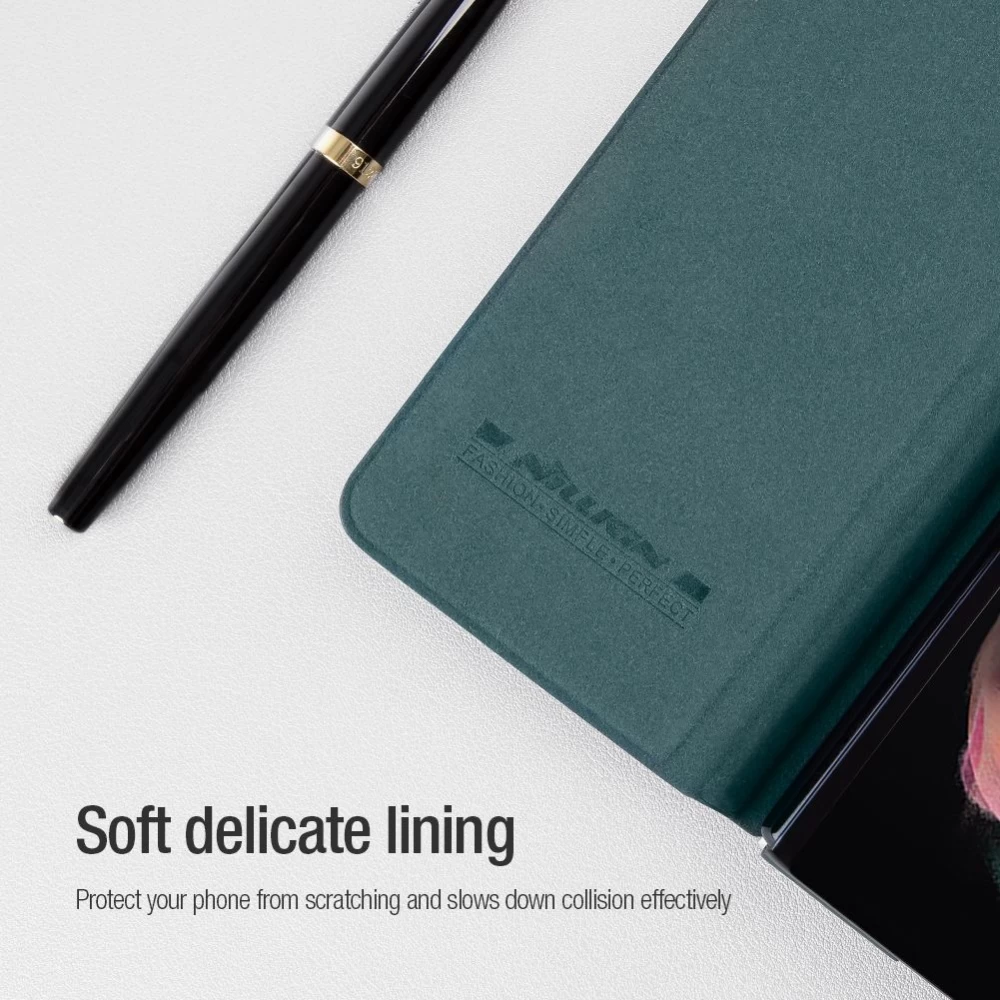 Samsung Galaxy Z Fold 3 kaaned roheline Nillkin Qin Leather (Vegan Leather) 5G