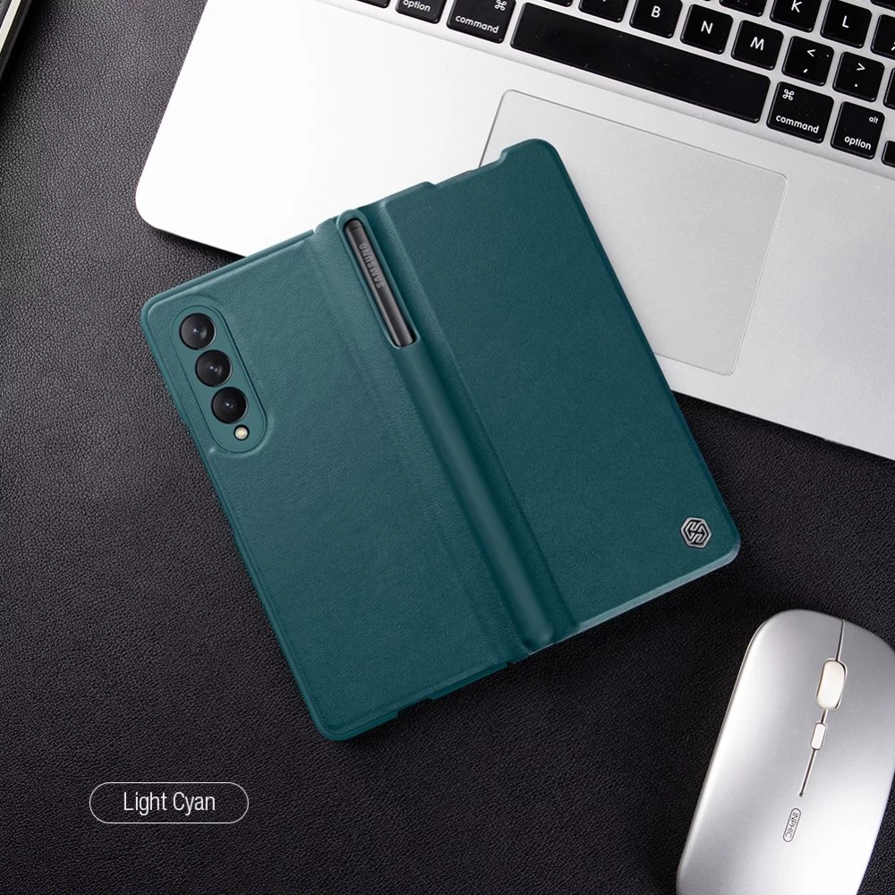 Samsung Galaxy Z Fold 3 kaaned roheline Nillkin Qin Leather (Vegan Leather) 5G