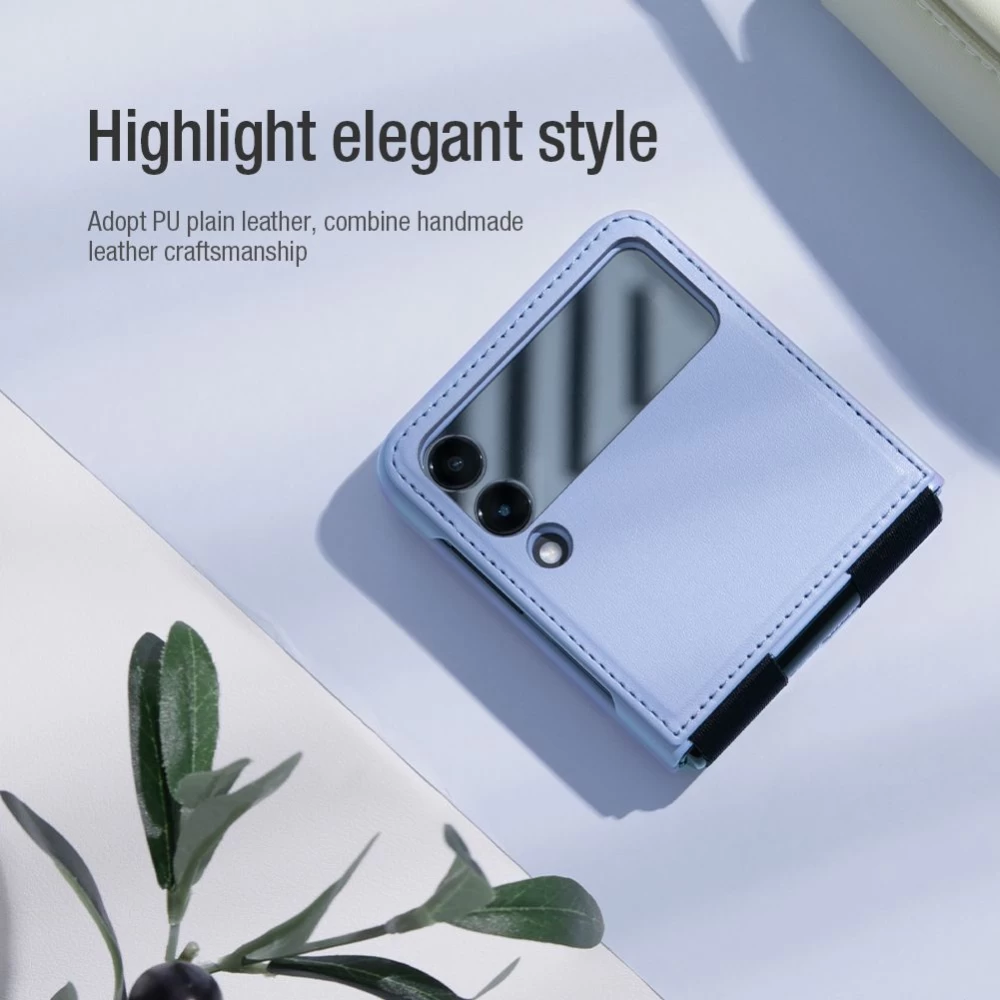Samsung Galaxy Z Flip 3 dėklas Juoda Nillkin Qin Leather Vegan  5G
