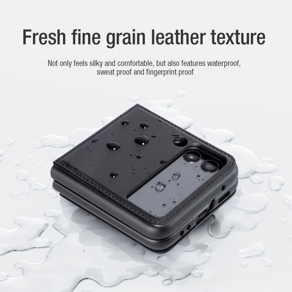 Samsung Galaxy Z Flip 3 dėklas Juoda Nillkin Qin Leather Vegan  5G