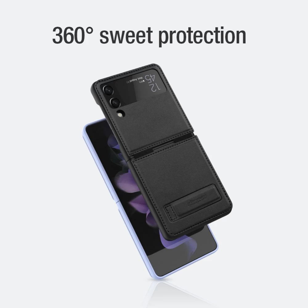 Samsung Galaxy Z Flip 3 dėklas Juoda Nillkin Qin Leather Vegan  5G