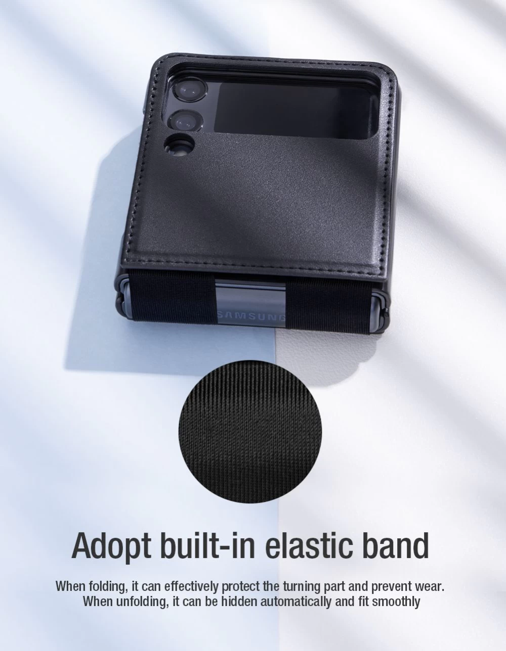 Samsung Galaxy Z Flip 3 dėklas Juoda Nillkin Qin Leather Vegan  5G