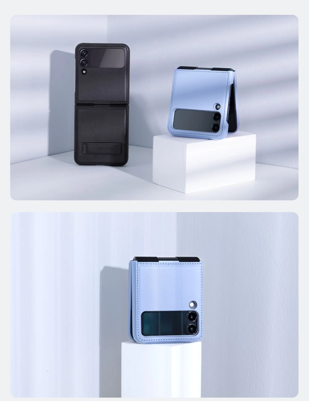 Samsung Galaxy Z Flip 3 dėklas Juoda Nillkin Qin Leather Vegan  5G