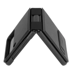 Samsung Galaxy Z Flip 3 dėklas Juoda Nillkin Qin Leather Vegan  5G