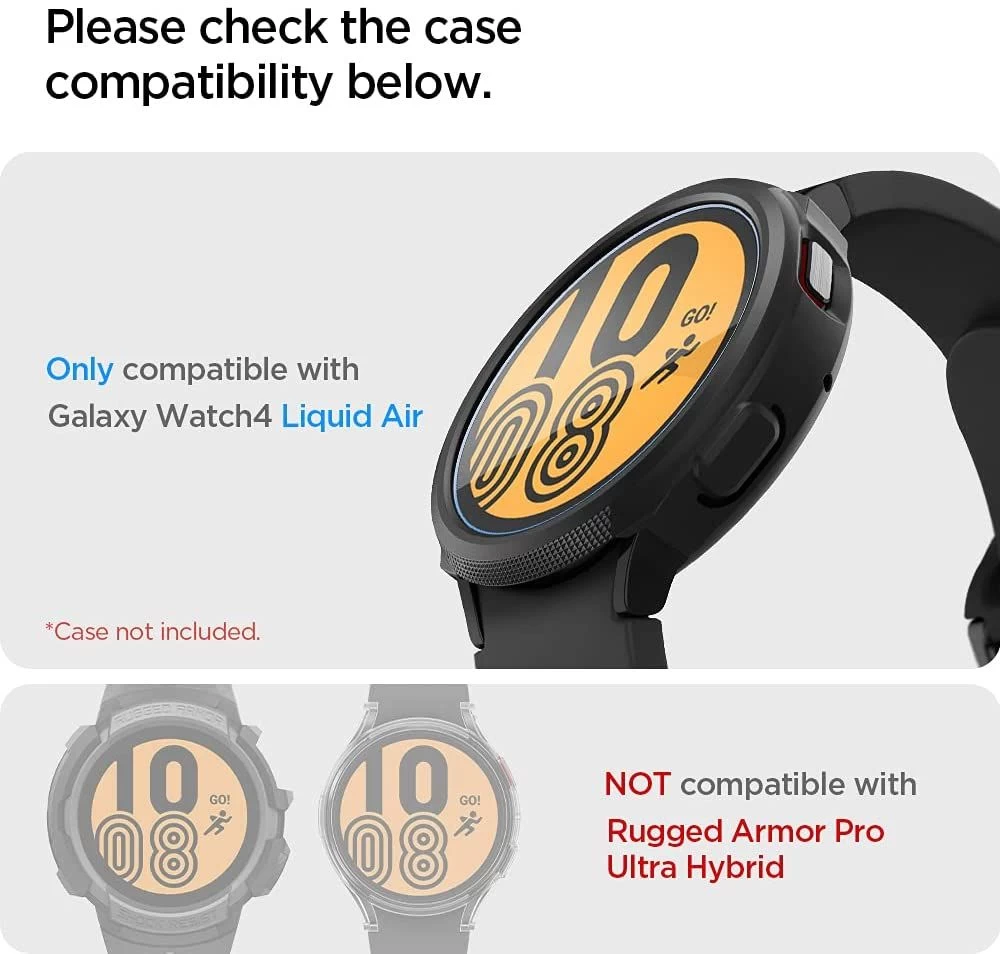 Samsung Galaxy Watch 4 skärmskydd  SPIGEN TR EZ FIT Tempered Glass 44mm (2pack)