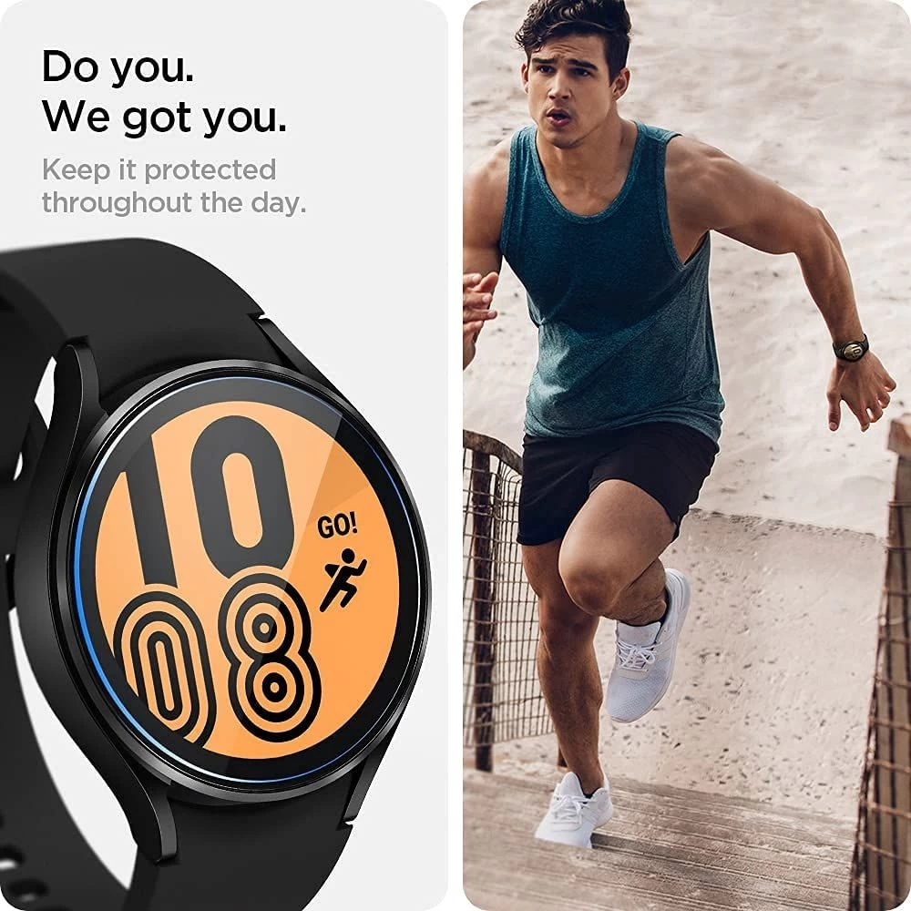 Samsung Galaxy Watch 4 skärmskydd  SPIGEN TR EZ FIT Tempered Glass 44mm (2pack)
