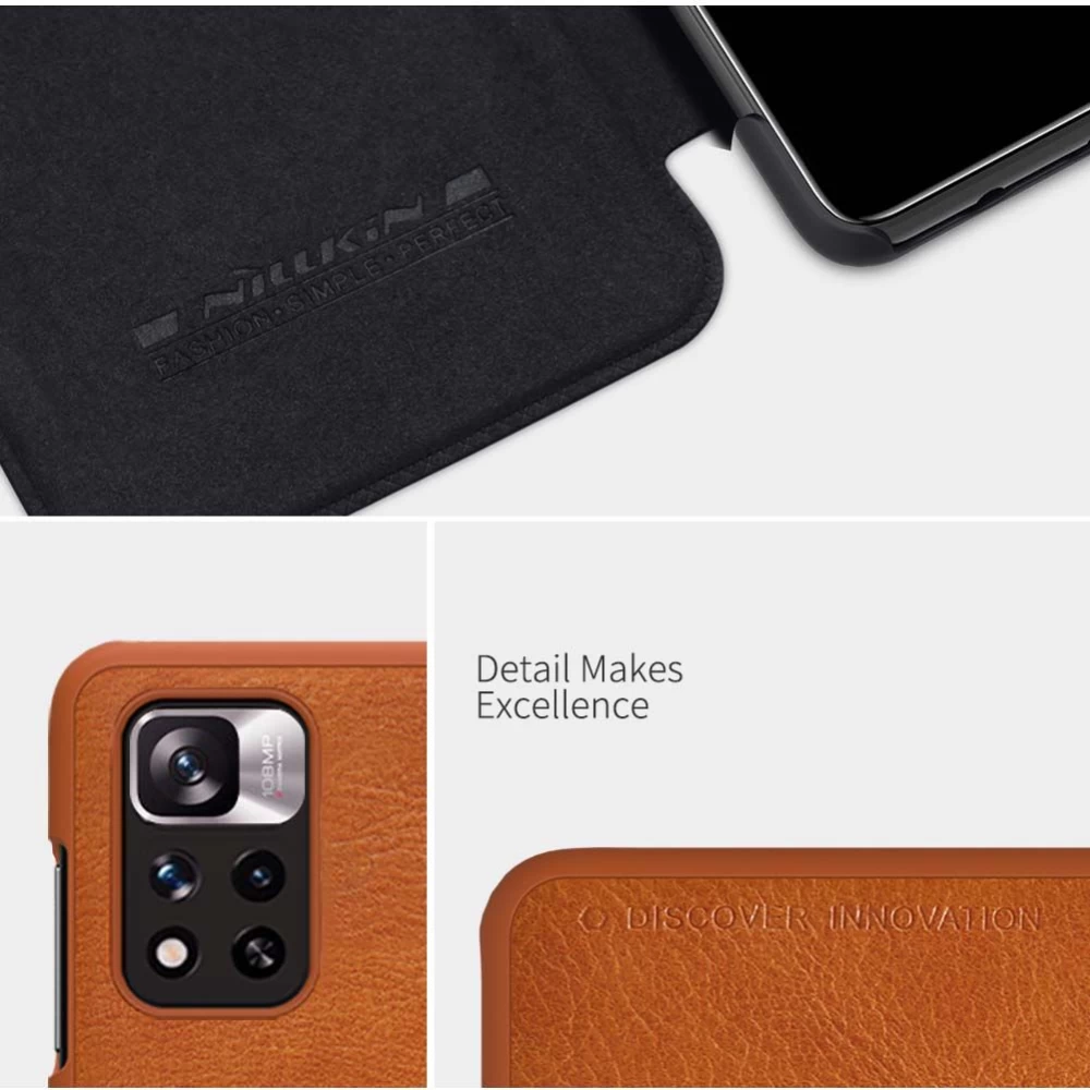 Xiaomi RedMi Note 11 Pro/11 Pro+ kaaned pruun Qin Leather
