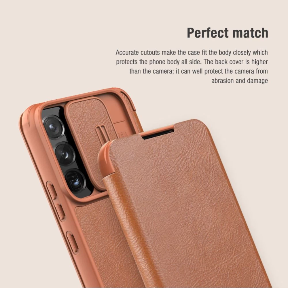 Samsung Galaxy S22 Plus fodral svart Nillkin Qin Leather  Pro