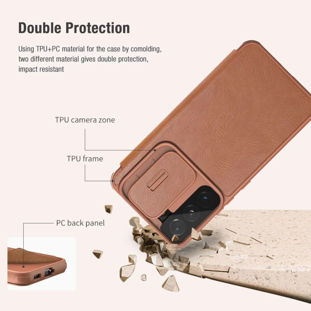 Samsung Galaxy S22 Plus fodral svart Nillkin Qin Leather  Pro