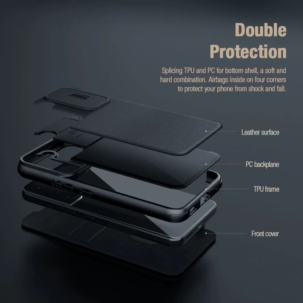 Samsung Galaxy S22 Plus fodral grön Nillkin Qin Leather Pro (Plain Version)
