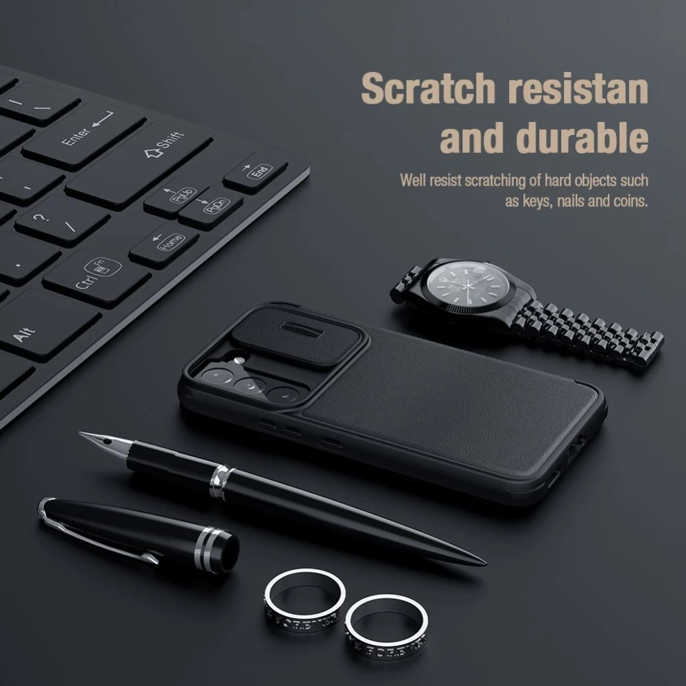 Samsung Galaxy S22 Plus fodral grön Nillkin Qin Leather Pro (Plain Version)