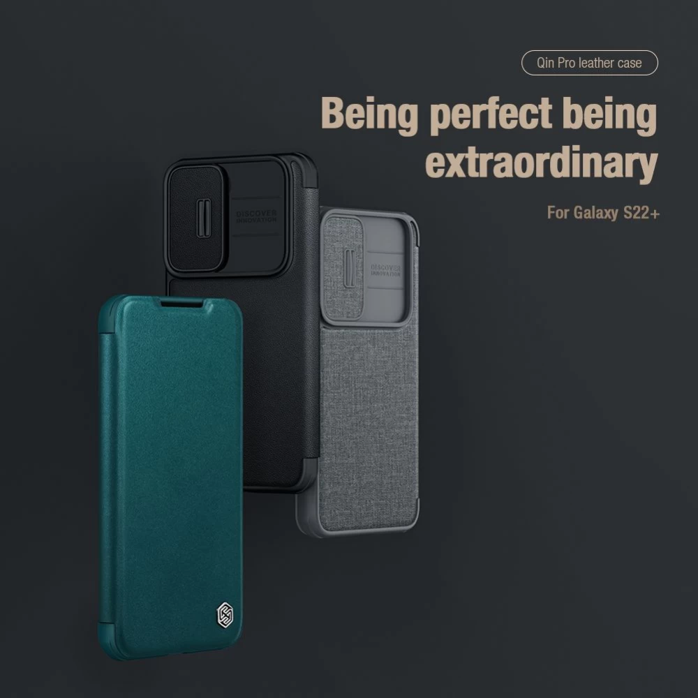 Samsung Galaxy S22 Plus fodral blå Nillkin Qin Leather Pro (Cloth Version)