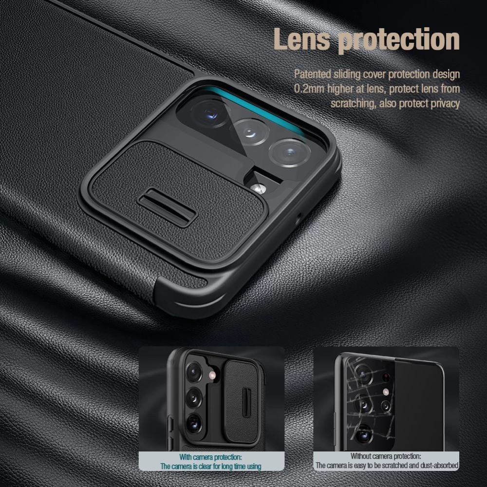 Samsung Galaxy S22 Plus fodral blå Nillkin Qin Leather Pro (Cloth Version)
