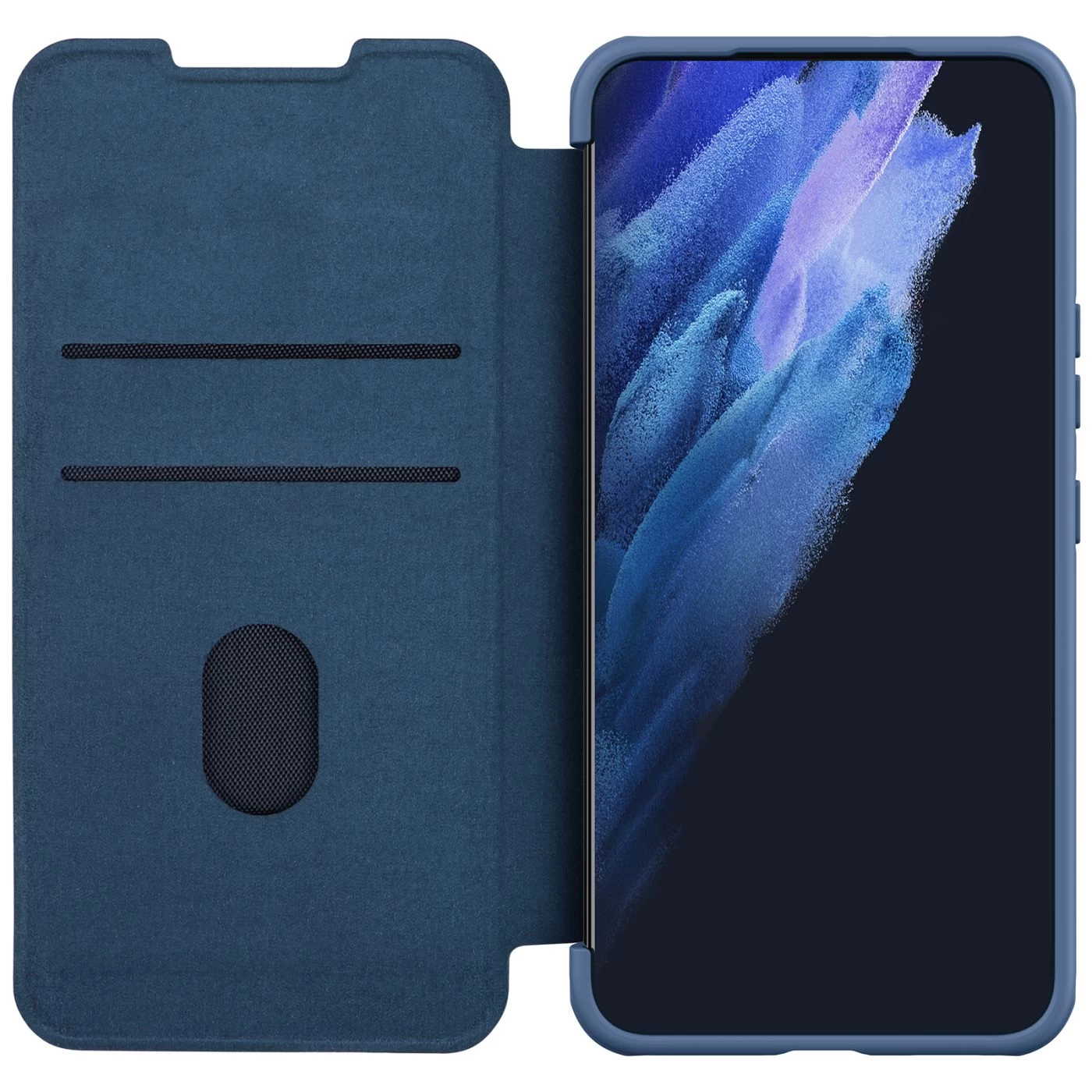 Samsung Galaxy S22 Plus fodral blå Nillkin Qin Leather Pro (Cloth Version)
