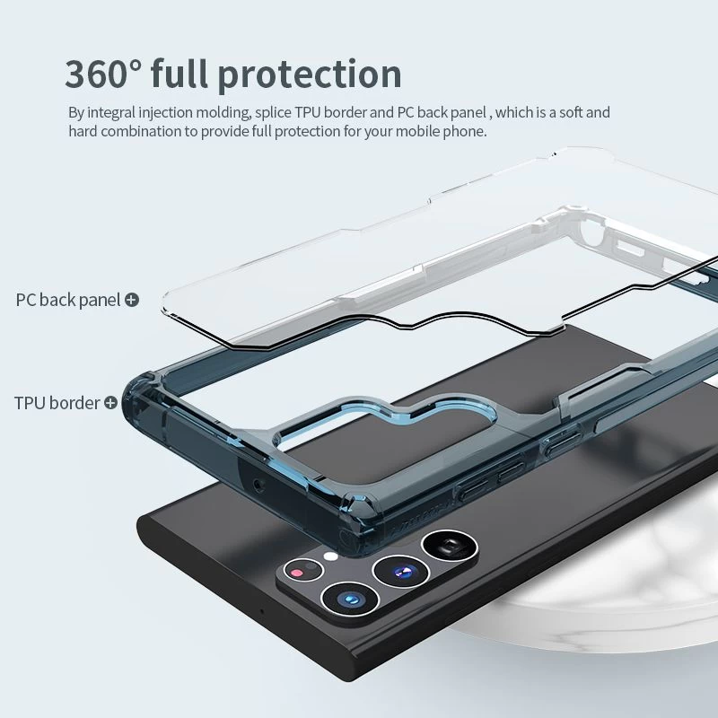 Samsung Galaxy S22 Ultra case translucent blue Nillkin TPU PRO 