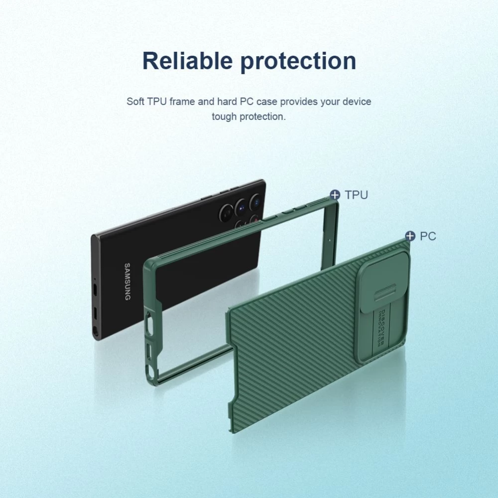Samsung Galaxy S22 Ultra case green Nillkin CamShield PRO 