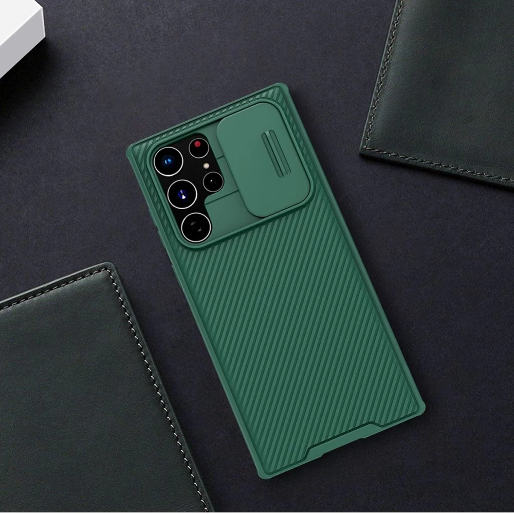 Samsung Galaxy S22 Ultra case green Nillkin CamShield PRO 