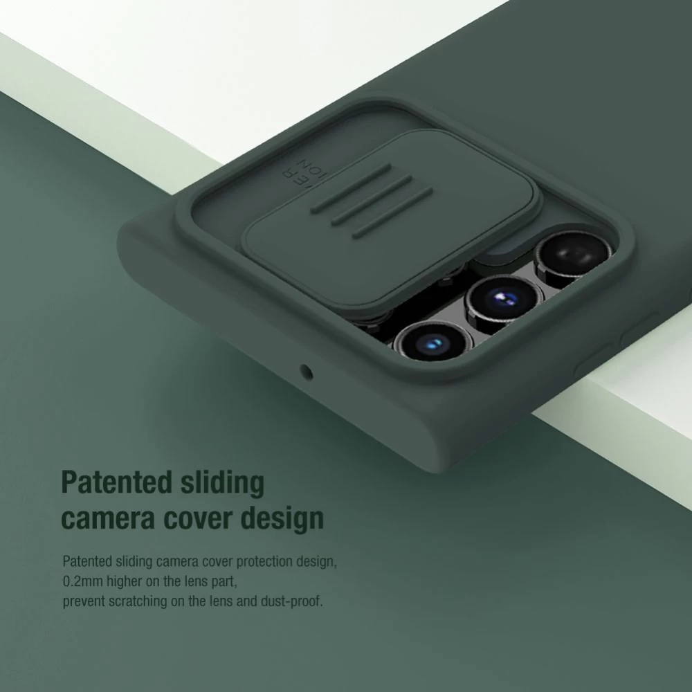 Samsung Galaxy S22 Ultra suojakuori sininen Nillkin CamShield Silky Silicon 