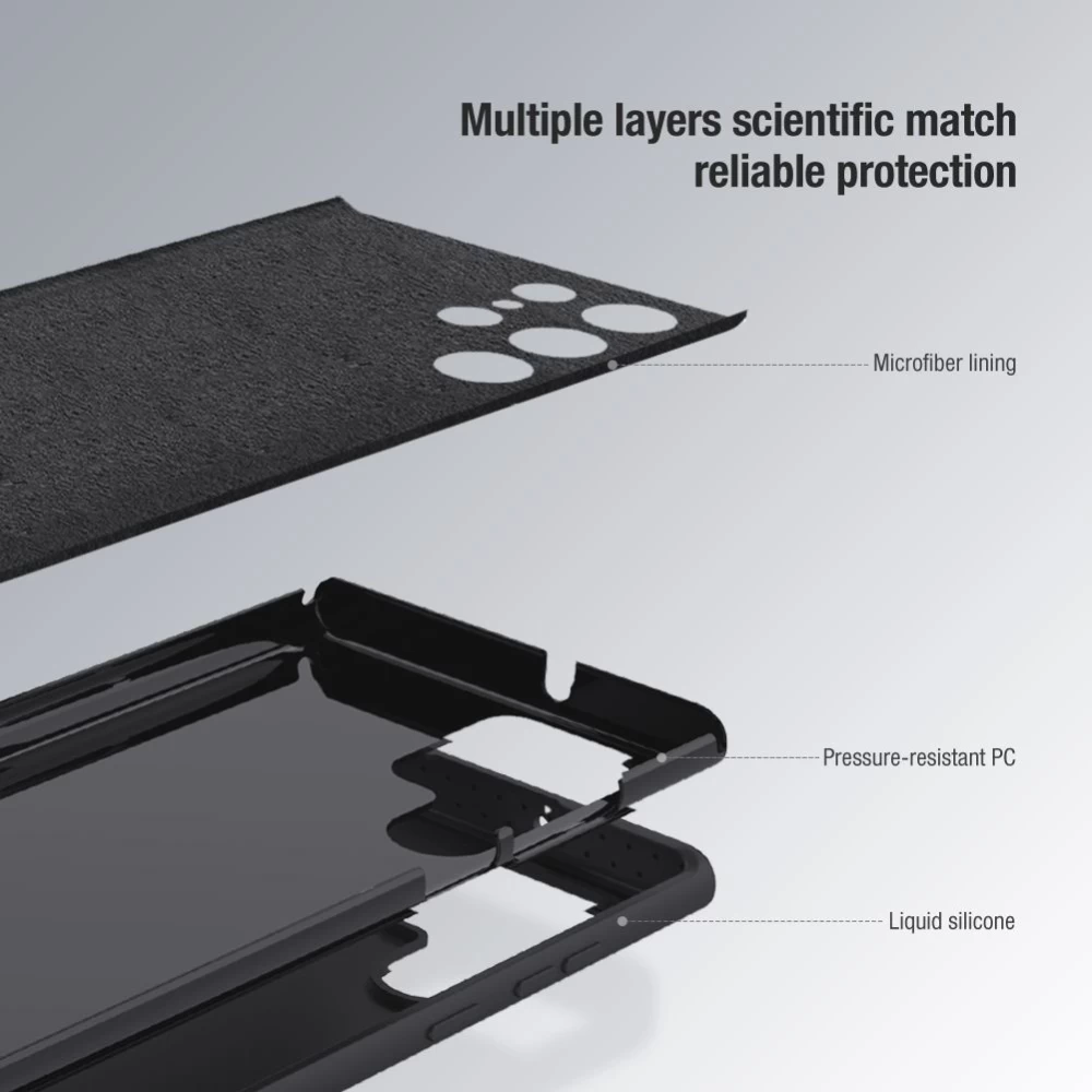 Samsung Galaxy S22 Ultra suojakuori sininen Nillkin CamShield Silky Silicon 