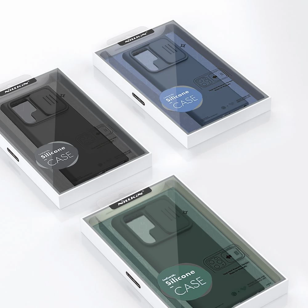 Samsung Galaxy S22 Ultra suojakuori sininen Nillkin CamShield Silky Silicon 