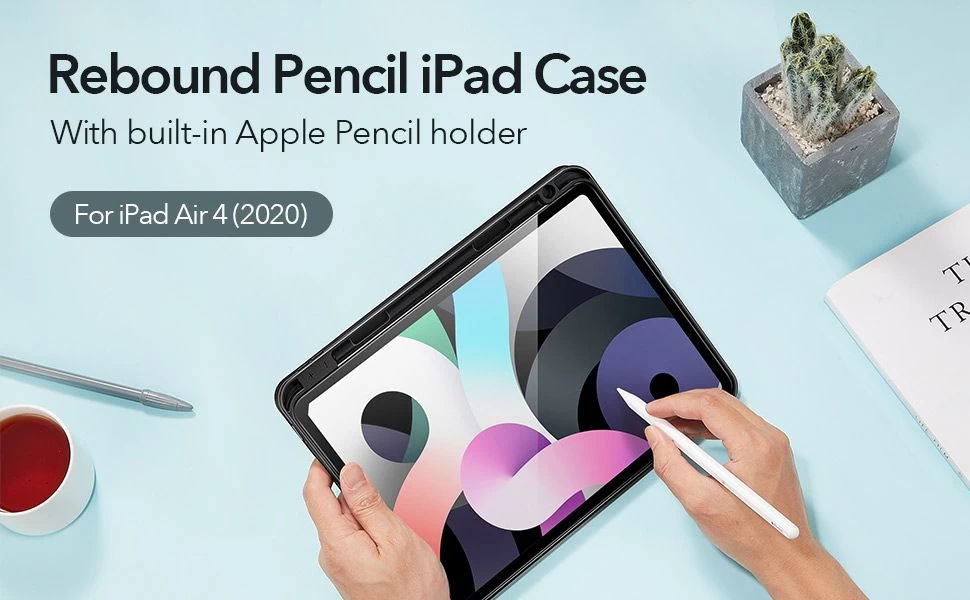 Apple iPad Air 5 (2022) tablet case black ESR Rebound Pensil 