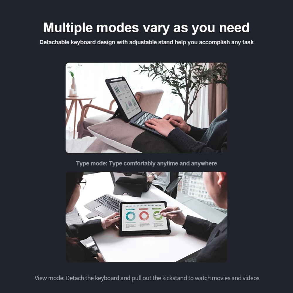 Apple iPad Air 5 (2022) tablet suojakuori, suojakotelo musta NILLKIN BUMPER COMBO KEYBOARD