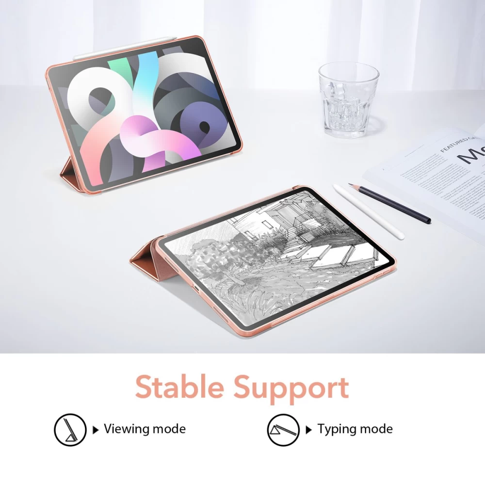 Apple iPad Air 5 (2022) tablet suojakuori, suojakotelo pinkki ESR Rebound Slim 