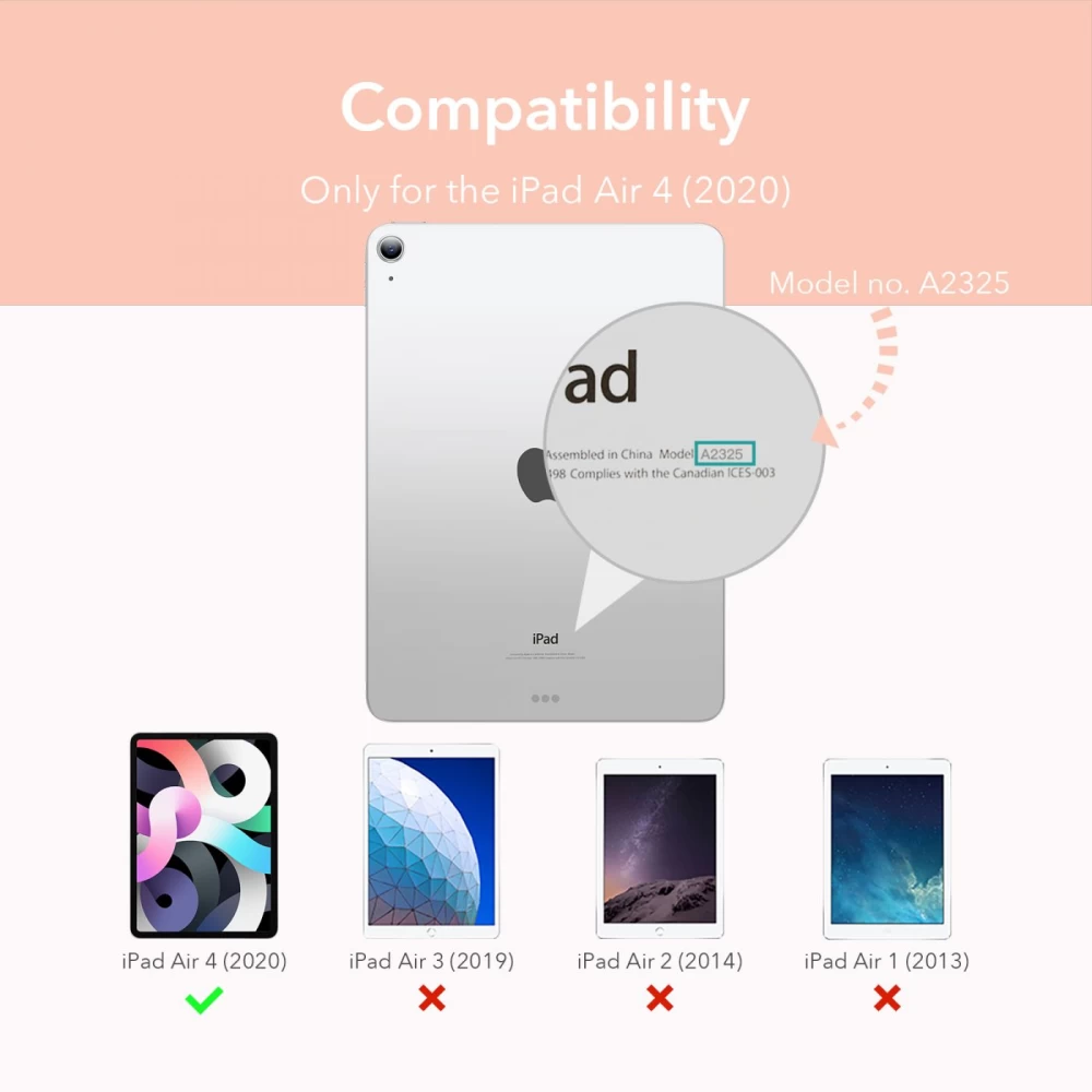 Apple iPad Air 5 (2022) tablet suojakuori, suojakotelo pinkki ESR Rebound Slim 