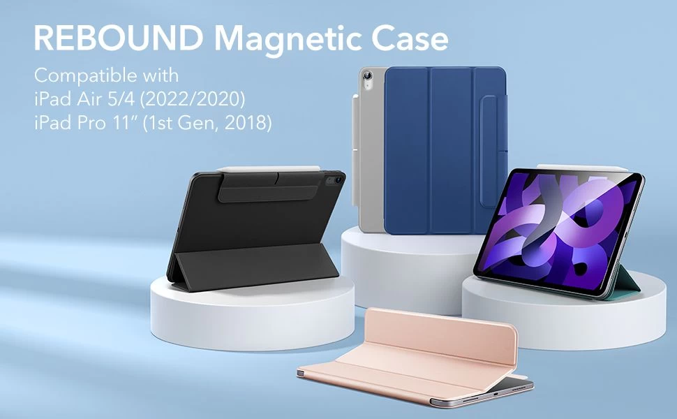 Apple iPad Air 5 (2022) tablet suojakuori, suojakotelo pinkki ESR Rebound Magnetic 