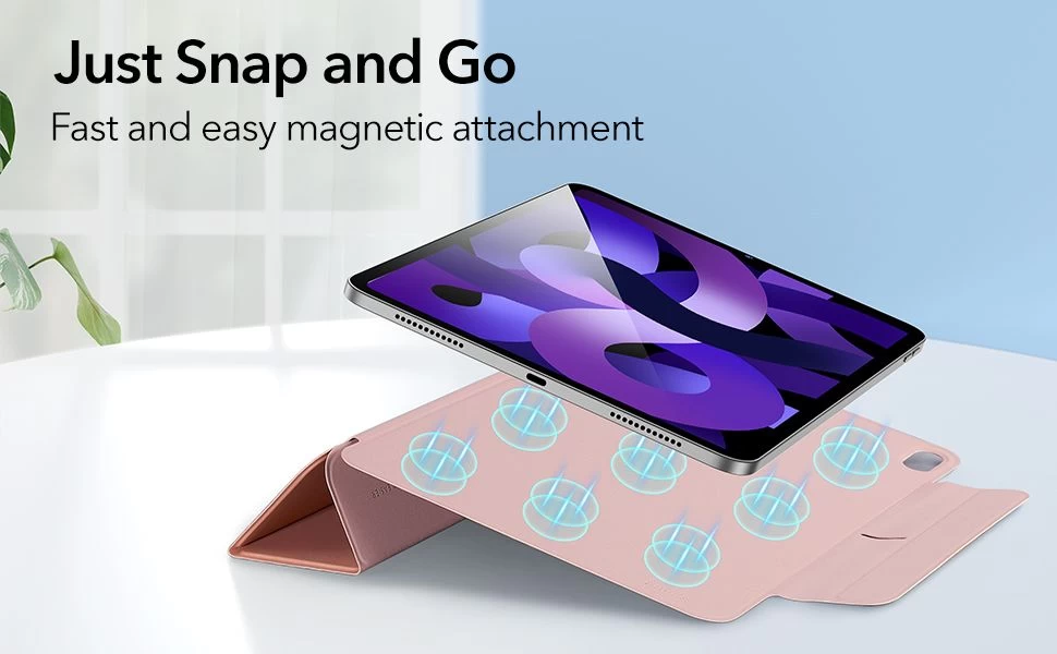 Apple iPad Air 5 (2022) tablet suojakuori, suojakotelo pinkki ESR Rebound Magnetic 