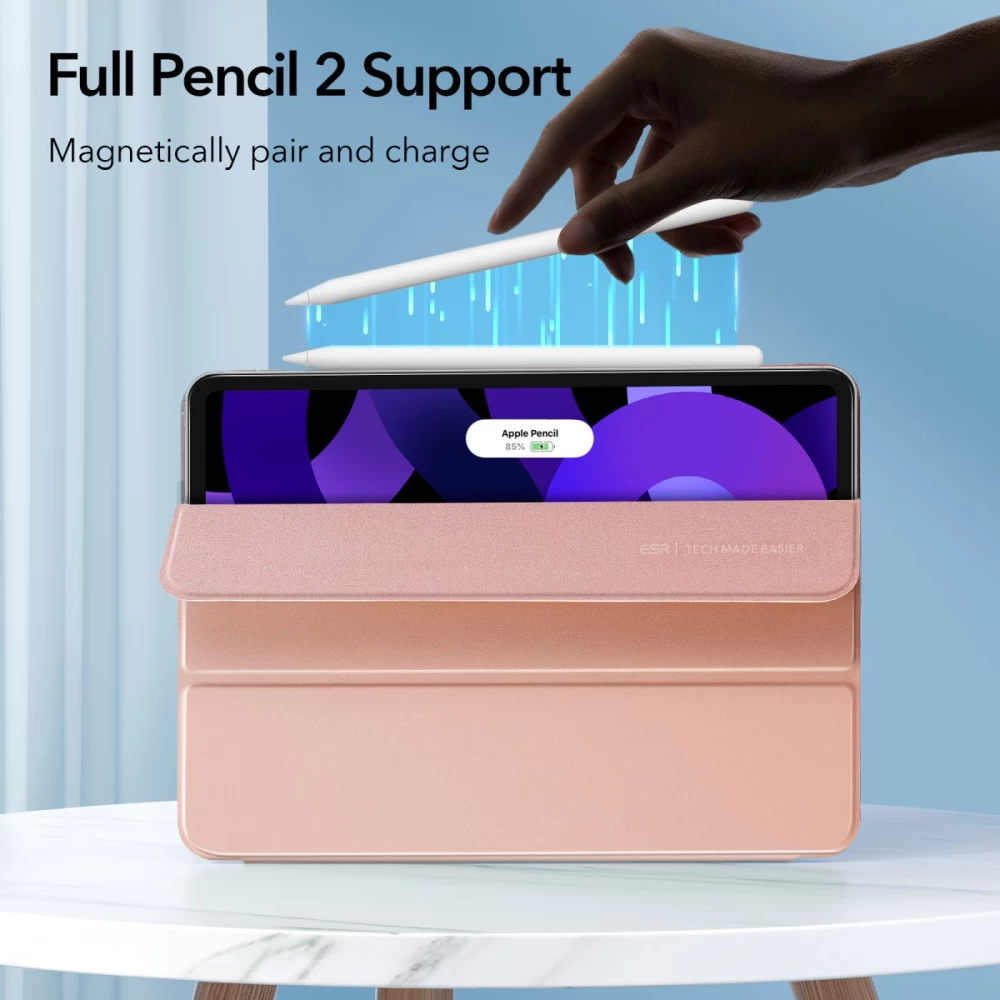 Apple iPad Air 5 (2022) tablet suojakuori, suojakotelo pinkki ESR Rebound Magnetic 