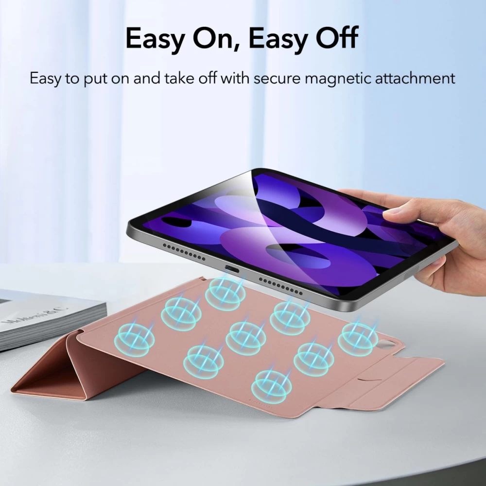 Apple iPad Air 5 (2022) tablet suojakuori, suojakotelo pinkki ESR Rebound Magnetic 