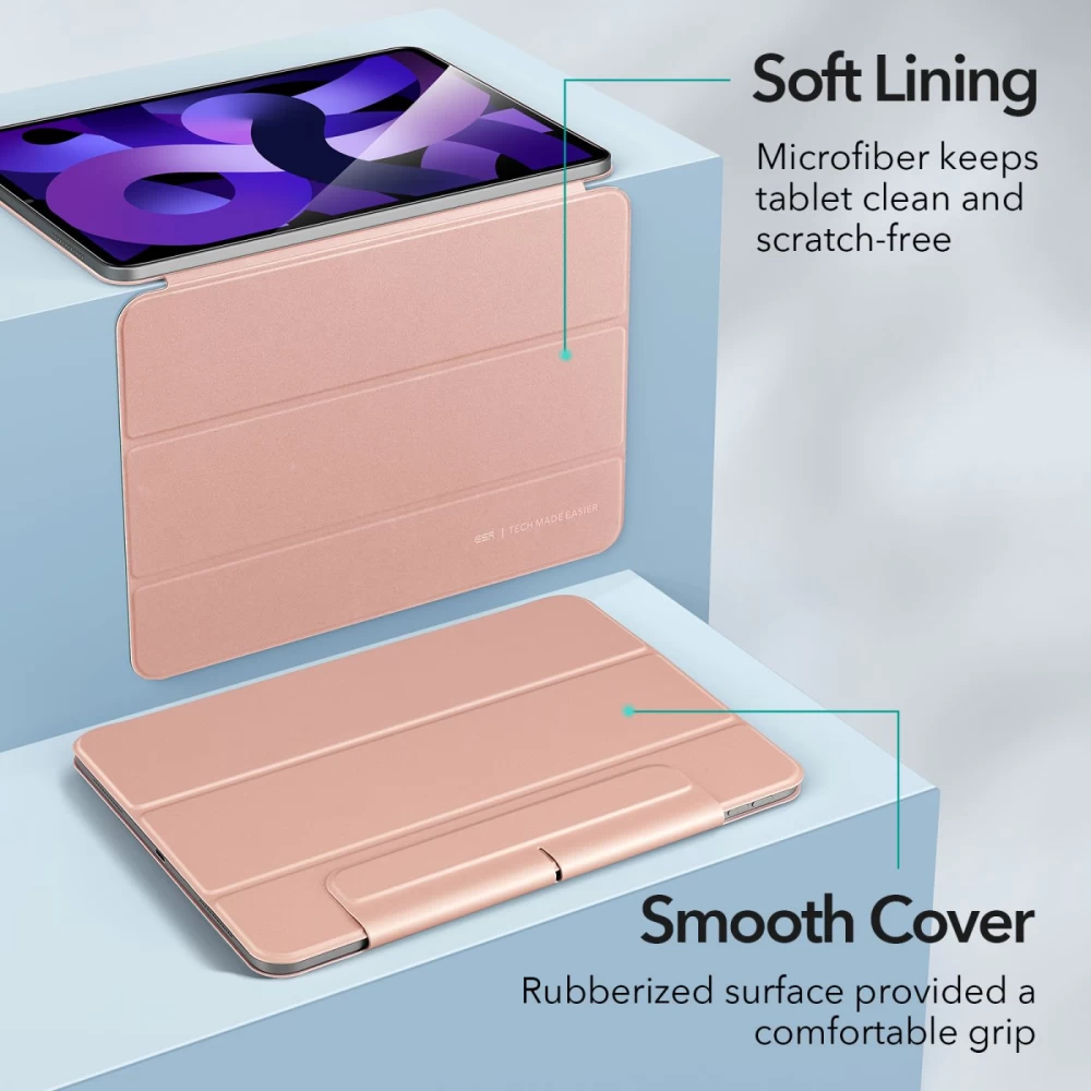 Apple iPad Air 5 (2022) tablet suojakuori, suojakotelo pinkki ESR Rebound Magnetic 