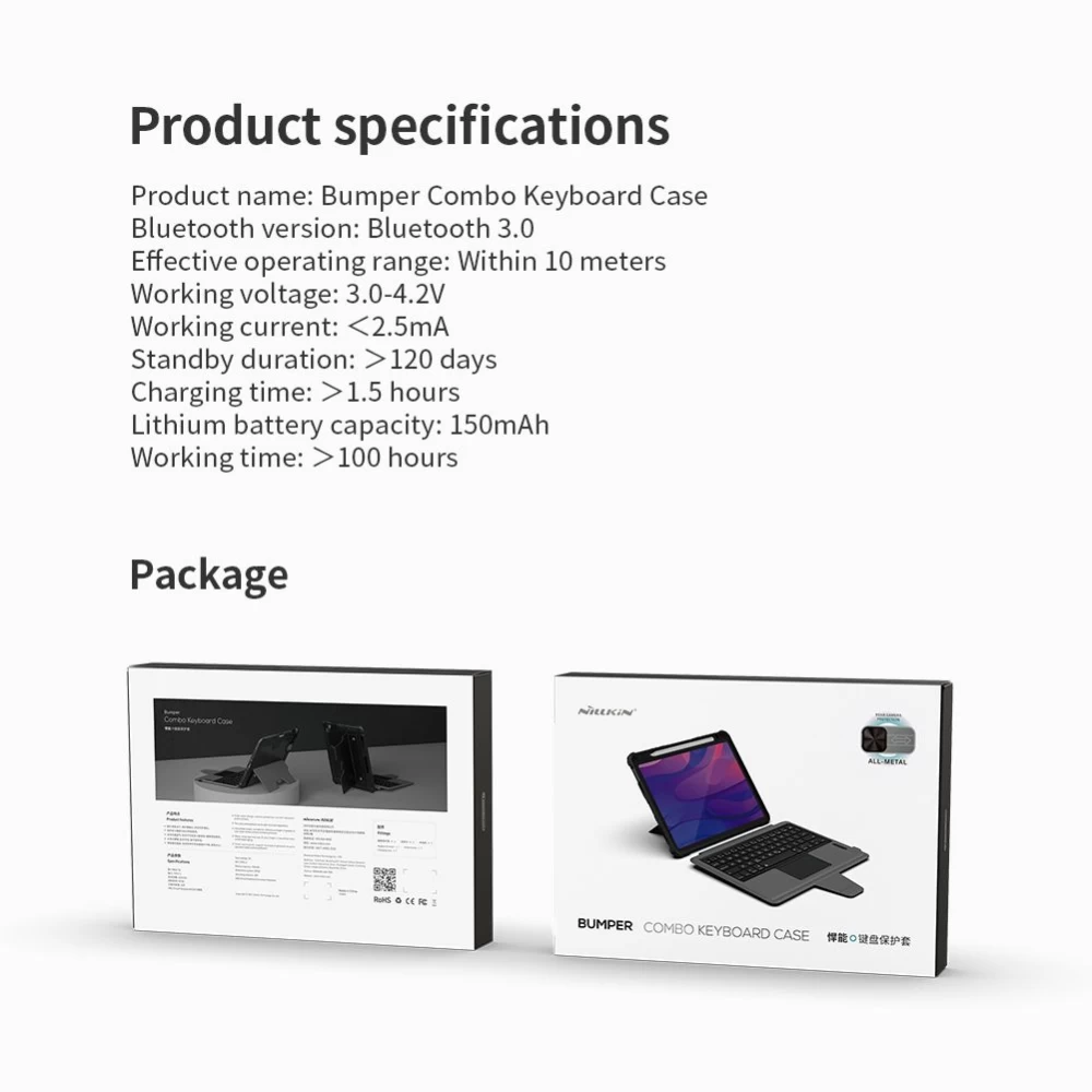 Samsung Galaxy Tab S8 чехол для планшетa черный Nillkin Bumper Combo Keyboard