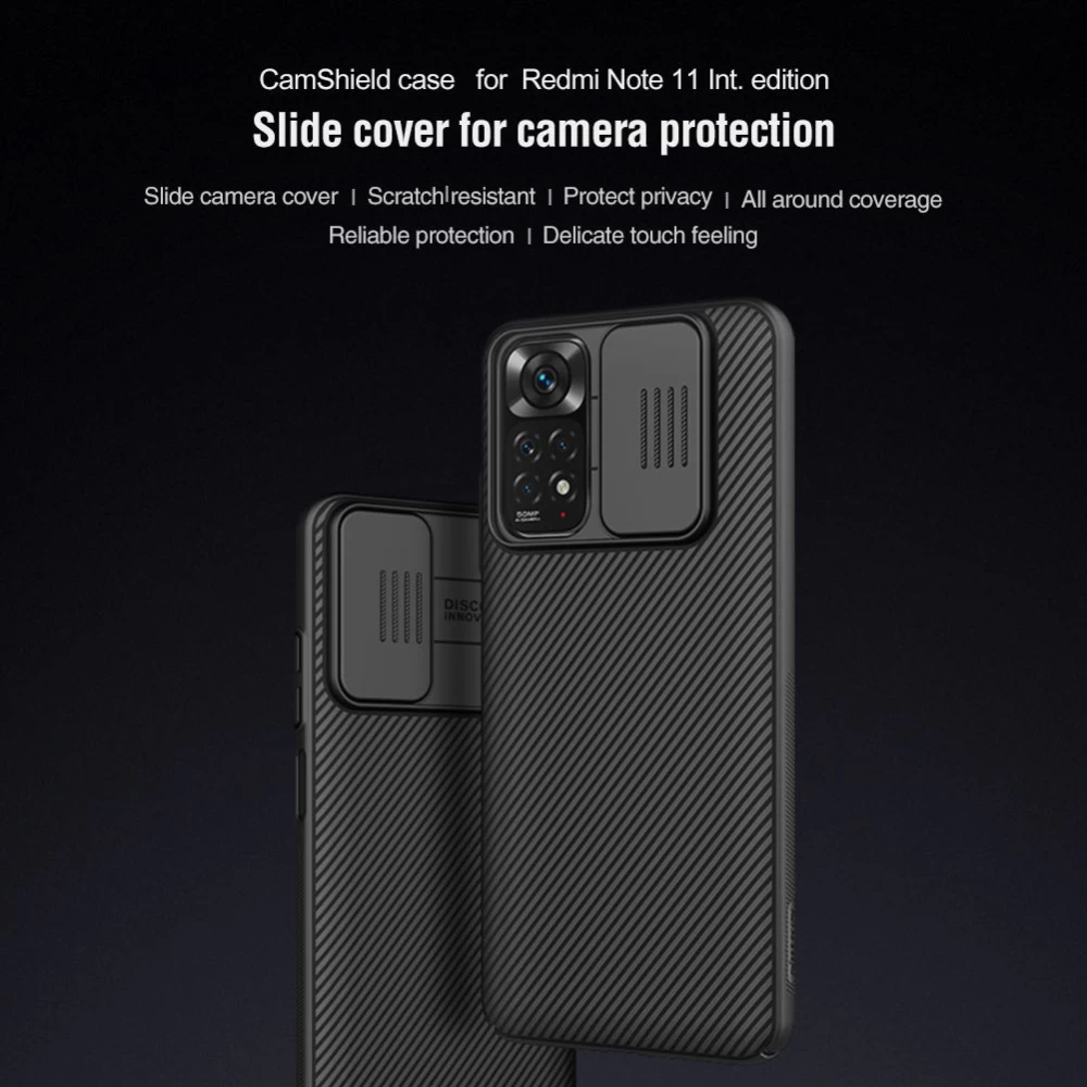 Xiaomi RedMi Note 11 Global dėklas Juoda Nillkin CamShield (Int.Edition)