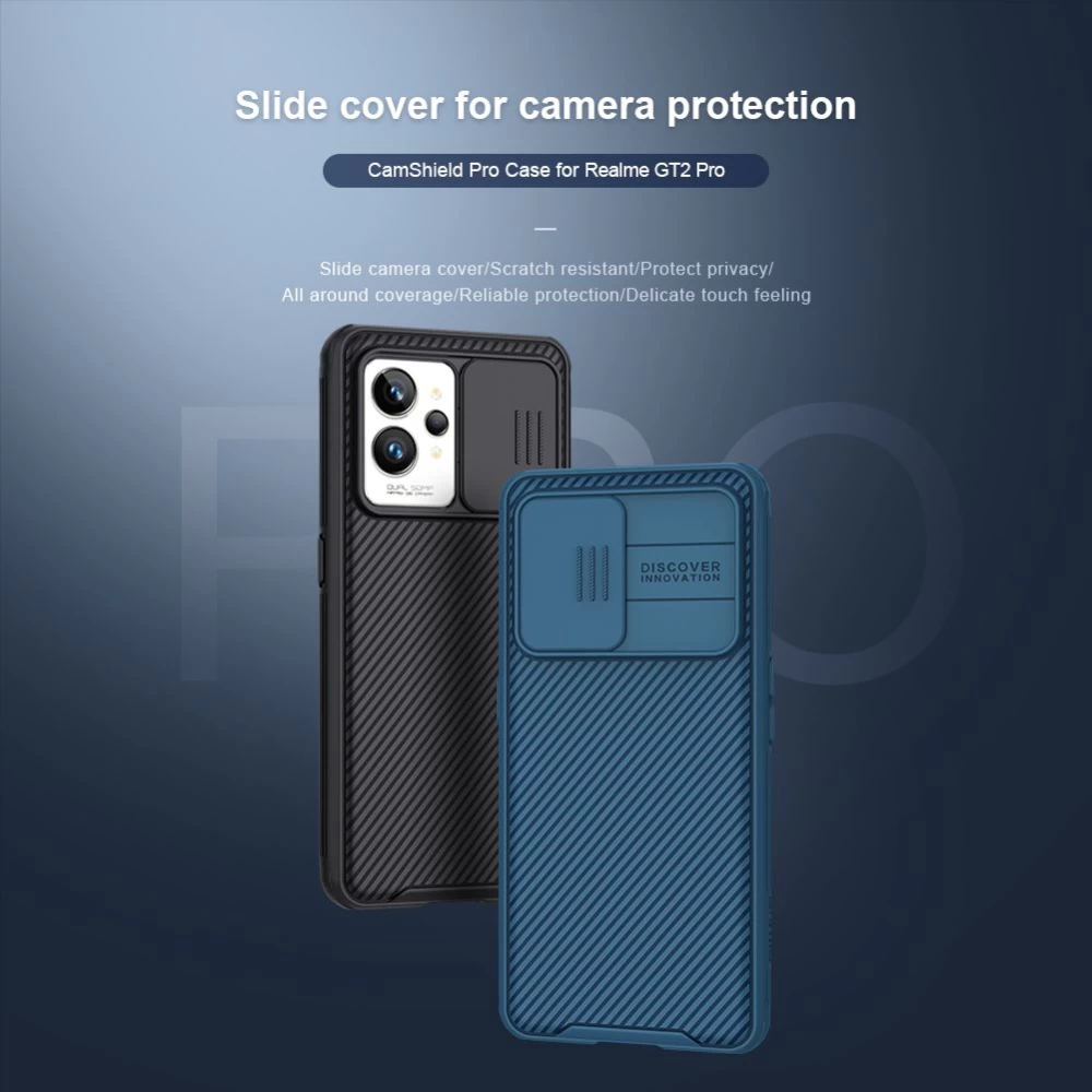 Oppo Realme GT2 Pro ümbris must Nillkin CamShield